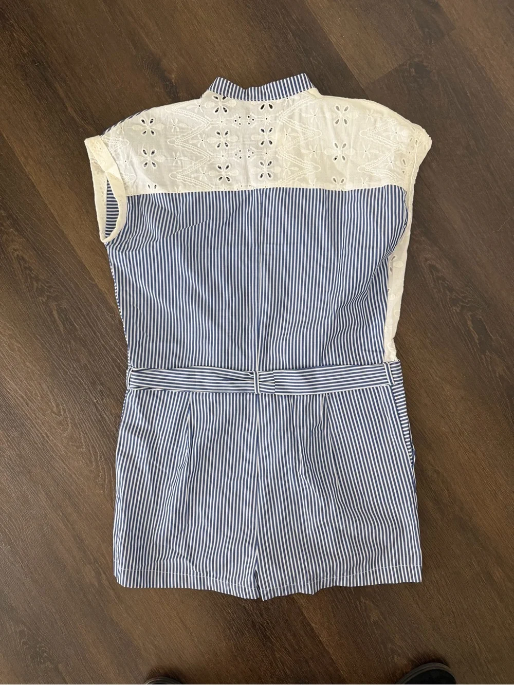 Blue & White Striped Tie-Waist Zara Romper